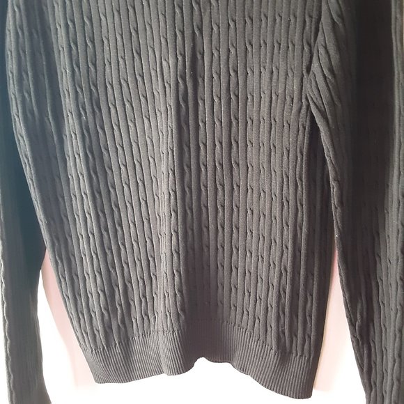 Weir Golf Men's Black Silk & Cotton Crewneck Cable Knit Sweater Large - Picture 7 of 11